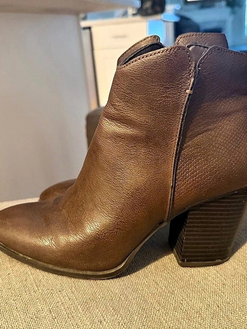 Sun and Stone 10Brown Block Heel Ankle Boots